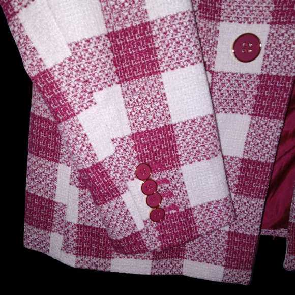 Liz Claiborne Blazer – Rose/Magenta Check Checkered – Size 8 P / 8 Petite NWT - Picture 7 of 7